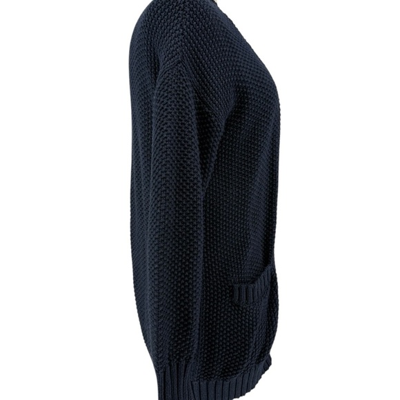 MARGARET O'LEARY 100% Cotton Varsity Stripe Long Open Cardigan L - Picture 4 of 9